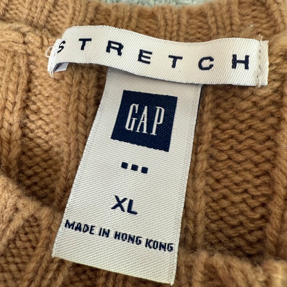 Vintage Gap Factory Wool Cable Knit Sweater Womens XL Brown Tan Y2K 2005 Stretch - Picture 3 of 8